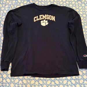 Girls Champion Navy Long Sleeve Clemson long sleeve tee with Orange & White Logo